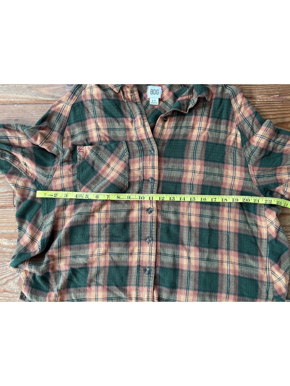 BDG Urban Outfitters Keanu Plaid Oversized Flannel Shirt Green Pink S - Picture 6 of 9